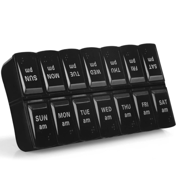 7 Day Weekly Pill Organizer Large AM PM Pill Case 2 Times A Day Pill Container - Picture 1 of 2